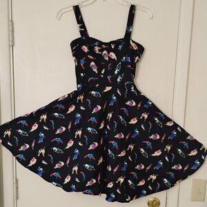 Maggie Tang Cotton Women S dress inset waistband back smocking straps full skirt